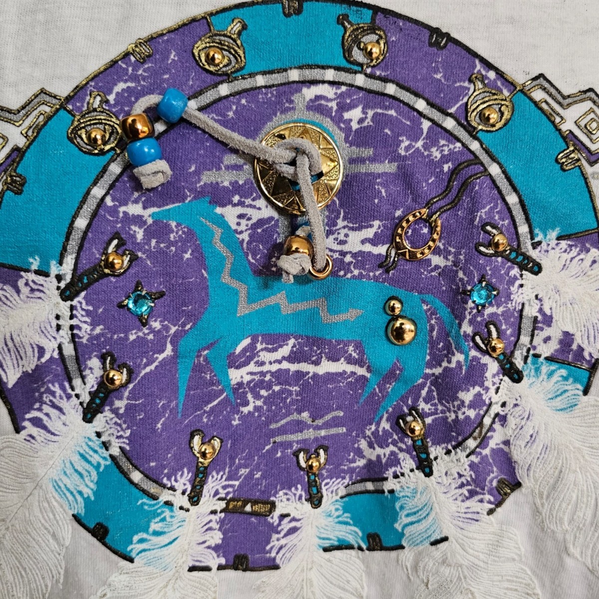 mare マレ Feather Like Over Tshirts Vintage 90s Women's New Mexico Feathers Horse T-Shirt Large Single