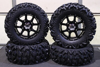 POLARIS RZR 900 27'' RIP SAW RADIAL ATV TIRE 14'' COBRA BLK WHEEL KIT POL10K