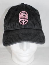OTTO Black Denim Baseball Hat w/ Pink Flower Hamburger Embroidered Embossed Logo
