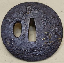 Japanese Antique Tsuba of Katana Samurai Sword Guard Iron Rare Design 71-D5