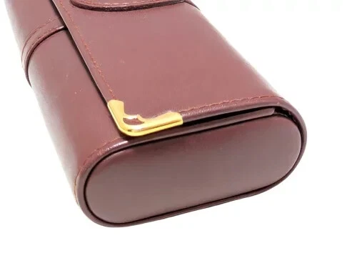 Authentic Cartier Glasses Case Must Bordeaux Women Men Wine Red Leather - Image 4 of 4
