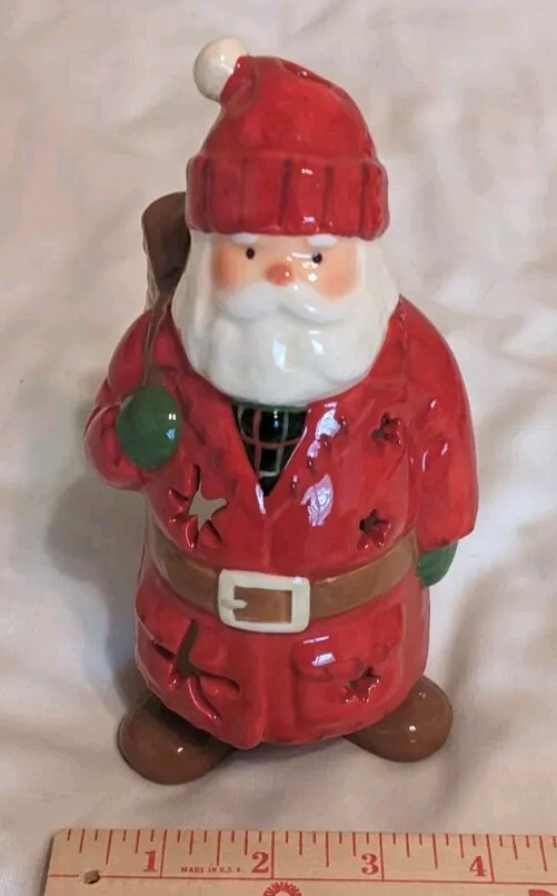 Hallmark Santa Ceramic Tealight Candle Holder 7 Inch Christmas Decoration