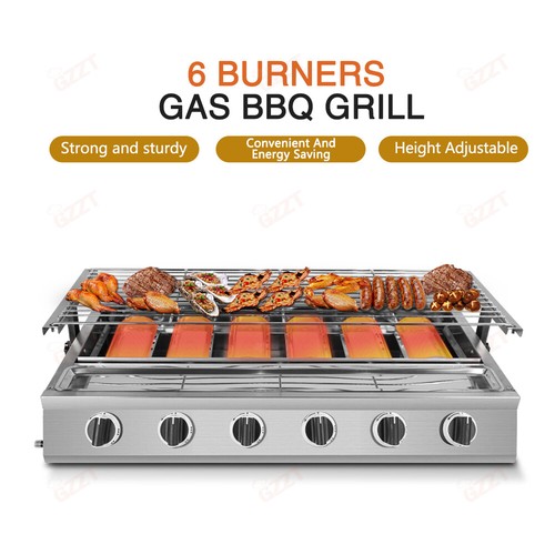 GLP Barbacoa GasGrill Acero Inoxidable 6 Quemadores Parrilla Jardín Picnic Exterior Barbacoa