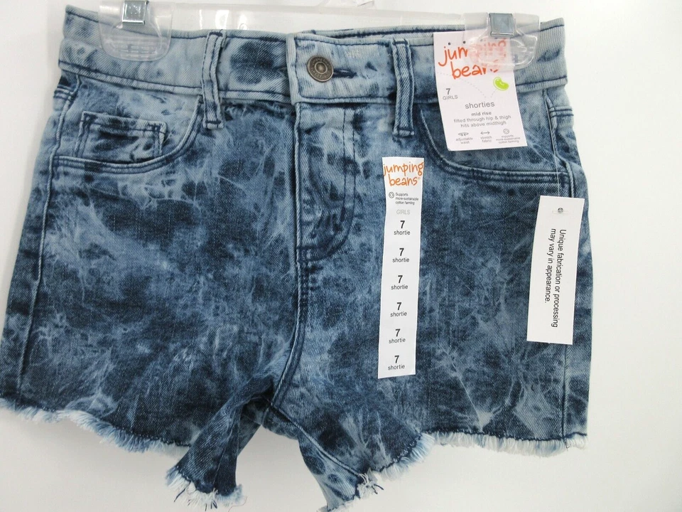 JUMPING BEANS MID RISE CUT OFF SHORTIE SHORTS Girl's Size 7 ADJUSTABLE WAIST - Image 2 of 4