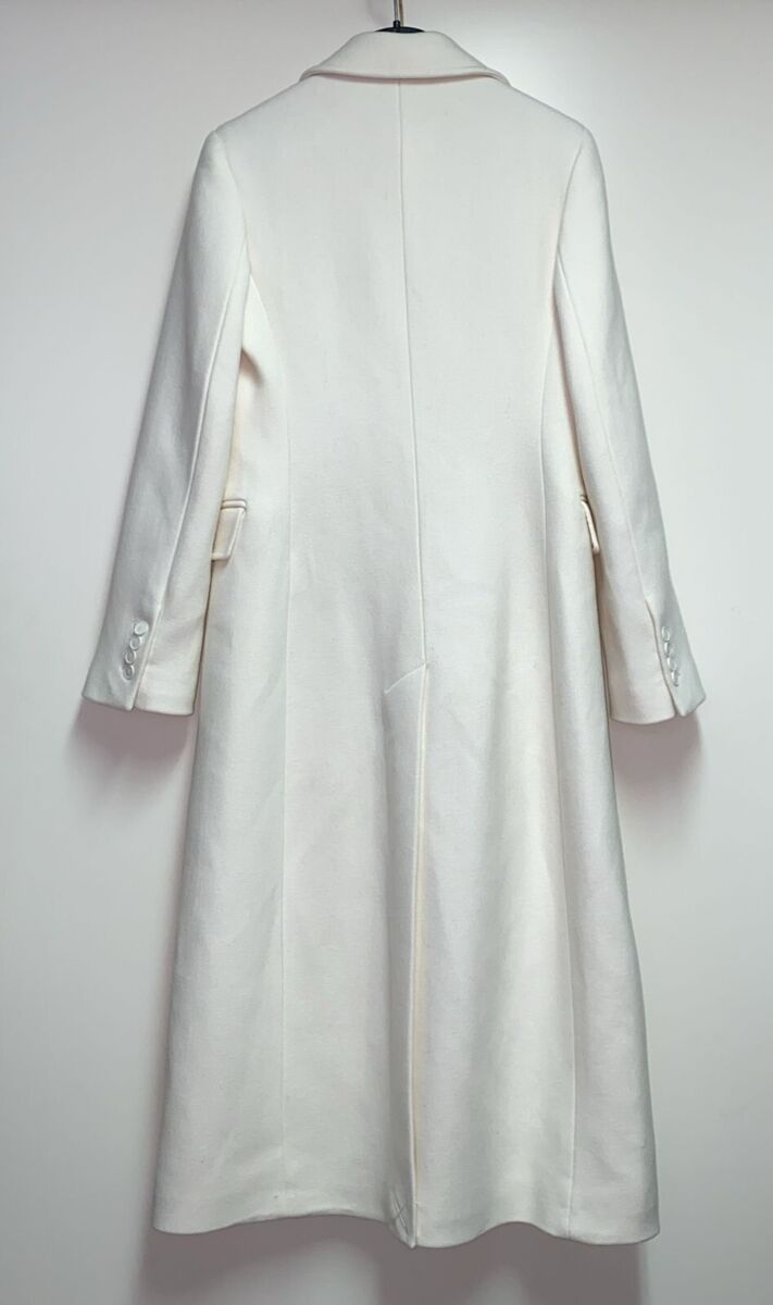 ZARA ZW COLLECTION TAILORED WOOL BLEND COAT WHITE FW24/25 XS ZARA ZW COLLECTION TAILORED WOOL BLEND COAT WHITE FW24/25 XS