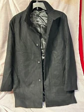 Vintage Perry Ellis Portfolio Medium RN# 94468 Black Pea Coat Jacket