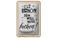 Blechschild Spruch 12X18 Cm Wer SchöN Sein Will Muss LäCheln Girlande Schild