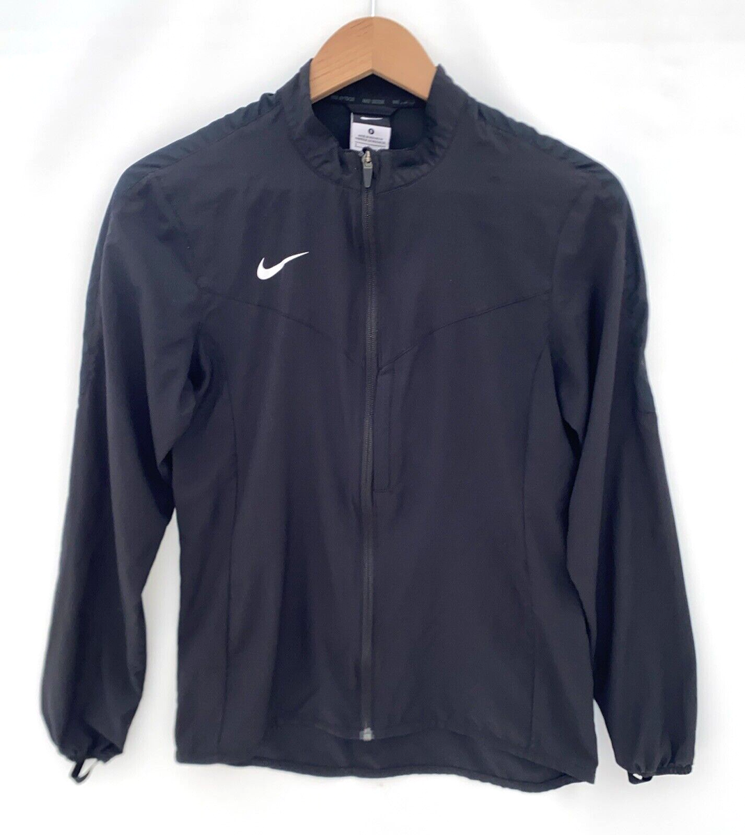 NIKE SOCCER Dri-Fit Black Zip Up Windbreaker Jacket Lightweight 645832 Size  S