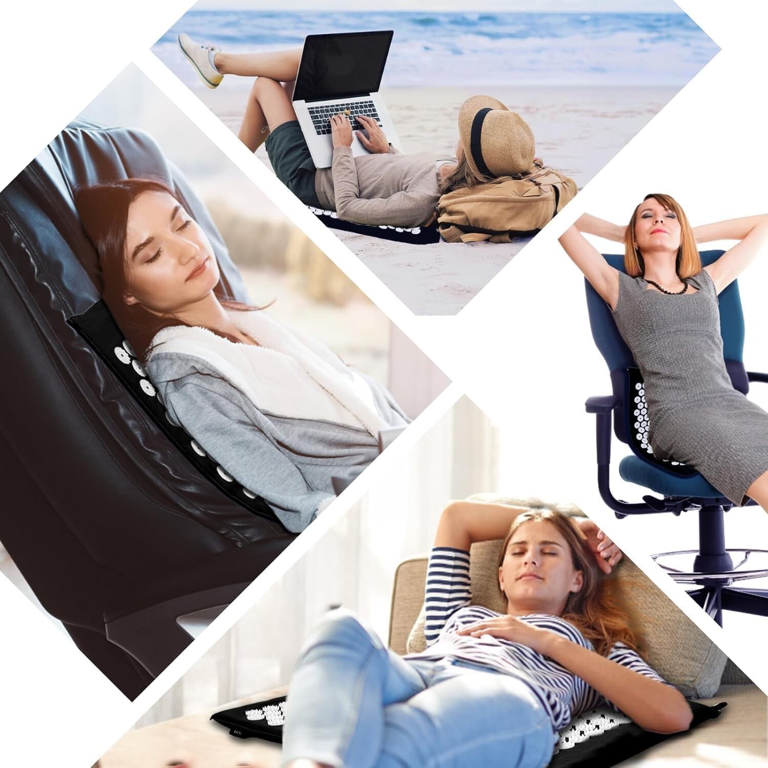 Acupressure Mat & Pillow Massage Set For Neck Back Acupuncture Point Nerve Pain