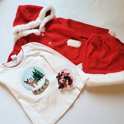 NWT Gymboree 3T Holiday Express Mitten Hoodie Snow Deer Top Santa Skirt Set 