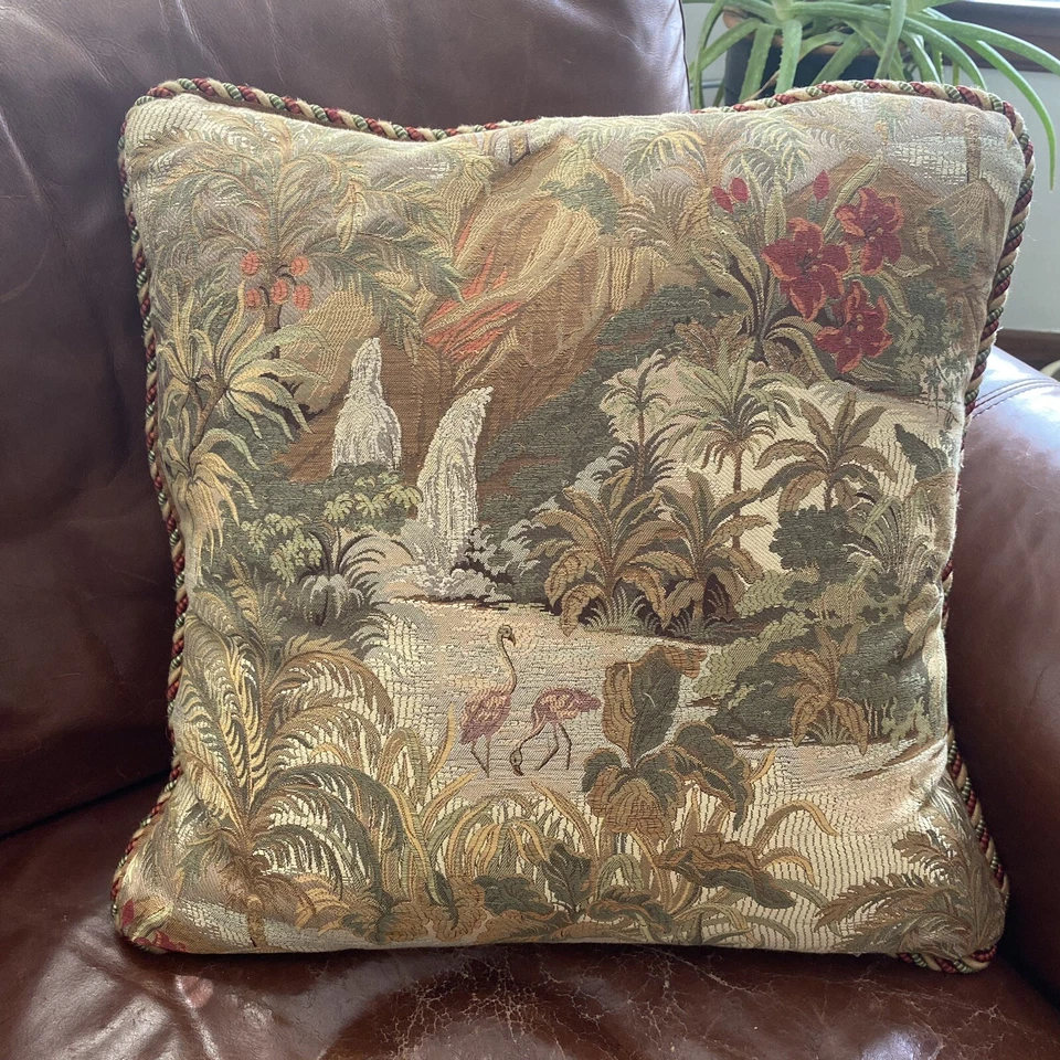 Travesseiro Flamingo Jungle Africa Safari Decor bordado 18”x18” - Imagem 2 de 4