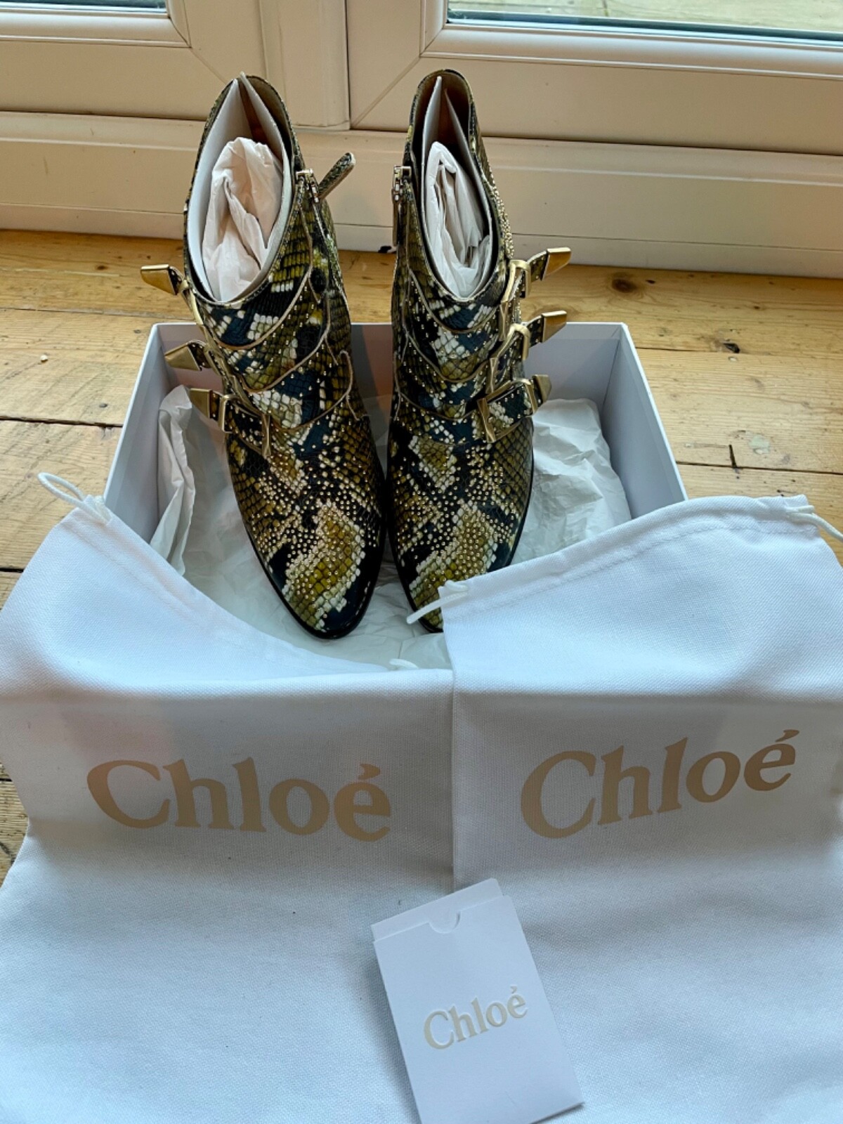 Chloe Susanna studded boots, python-effect leathe… - image 2