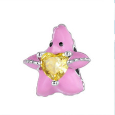 Charm Anhänger  925 Silber für alle gängigen Gliederarmbänder Seestern mit Stein