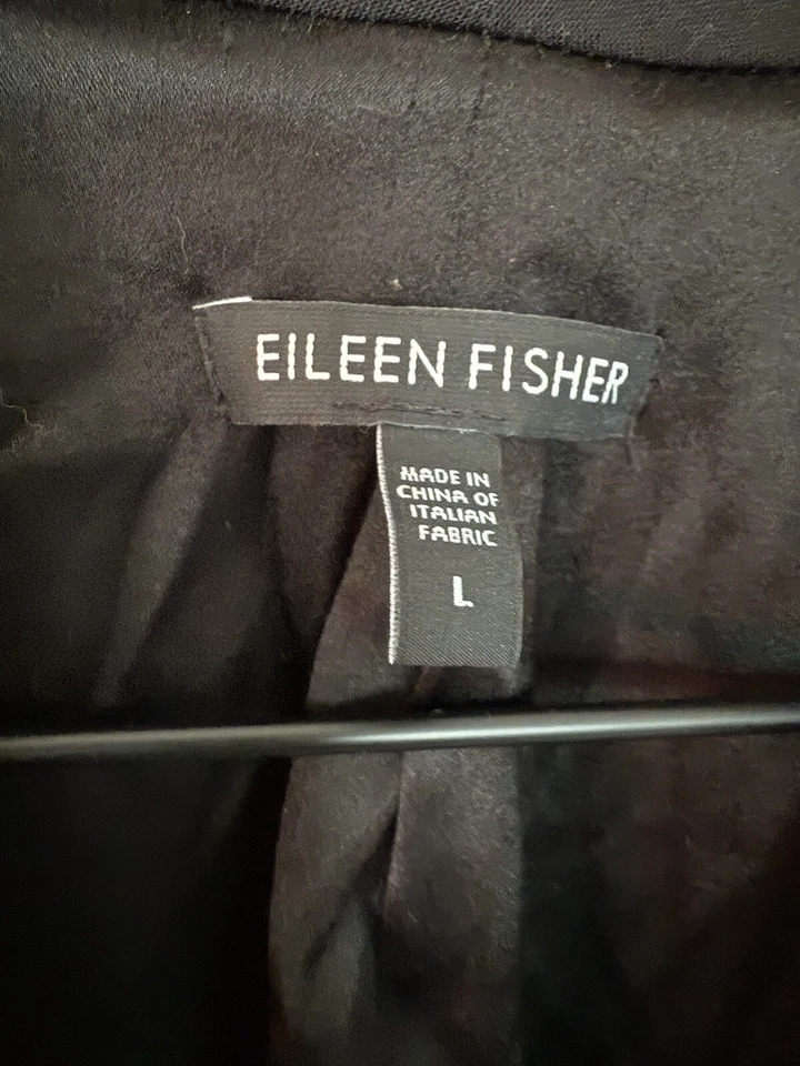 Chaqueta Esmoquin EILEEN FISHER L Lana Seda Elastizada Un Botón Negra 78121 Foto 3 de 4
