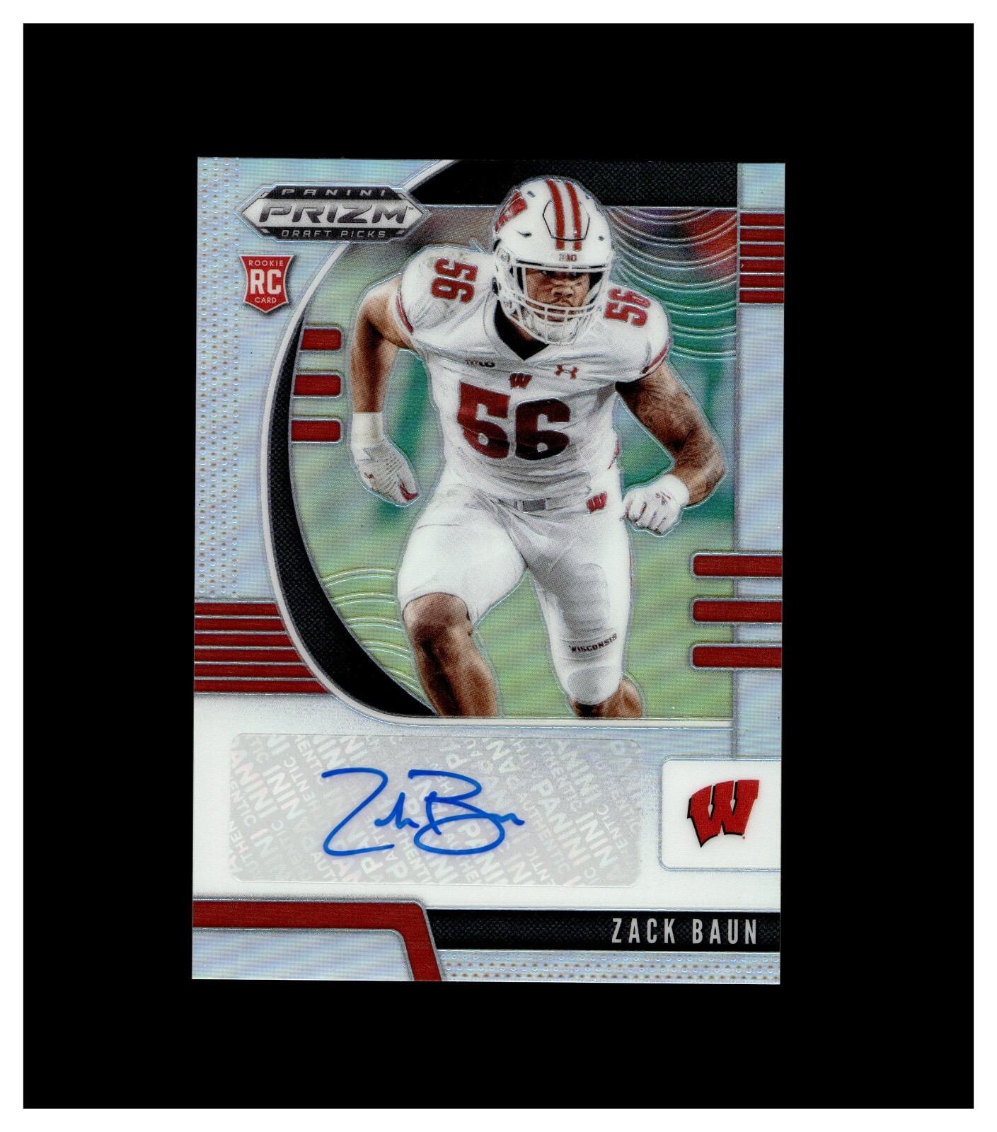 2020 Panini Prizm Draft Picks Autograph Prizms Zack Baun RC Wisconsin Badgers
