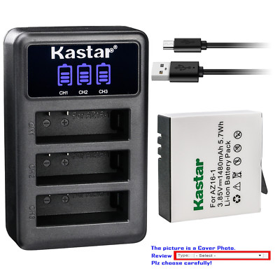 Kastar Battery LCD Triple Charger for Xiaomi YI AZ16-1 AZ16-2 & Xiaomi Yi 4K 4K+