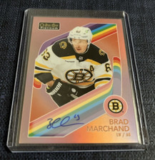 23/24 O-PEE-CHEE PLATINUM RED RAINBOW AUTO #R-35 BRAD MARCHAND BOSTON BRUINS