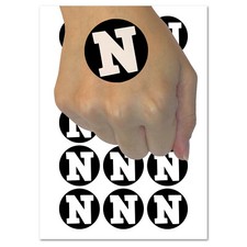 Letter N Uppercase Fun Bold Font Temporary Tattoo Water Resistant Body Art Set