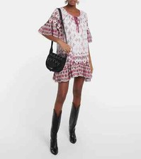 Isabel Marant Etoile Women's Loane  Lurex Printed Cotton Mini Short Dress M 36
