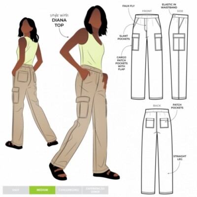 Style Arc Schnittmuster Delta Cargohose Hose Gr. 28-36