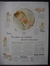 1925 Vanta Baby Garments Kids Clothing Full Page Color Vintage Print Ad 11873