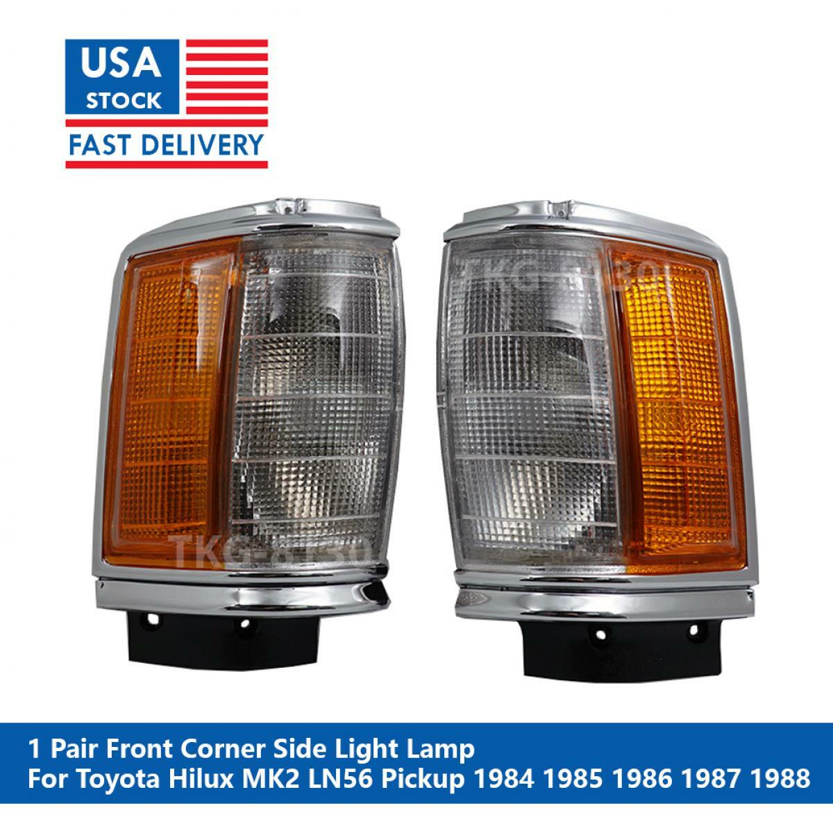 1 Pair Chrome Corner Light Lamp For Toyota Hilux MK2 LN56 Pickup