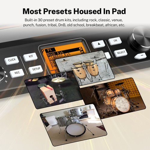 PD705 Percussion Pad 9-Trigger Sample Multipad Tabletop Electric Drum USB MIDI - Picture 5 of 12