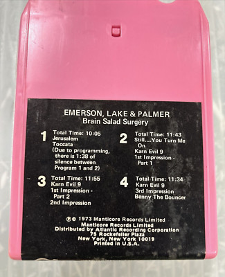 Emerson Lake & Palmer ELP 8 Track Tape Brain Salad Surgery Played Tested Nice