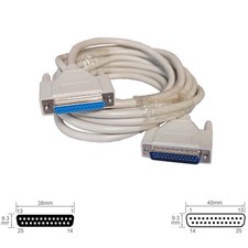 Cable Parallel Serial D-Sub DB25 DB 25 Pin Molded Female Male Extension 15FT