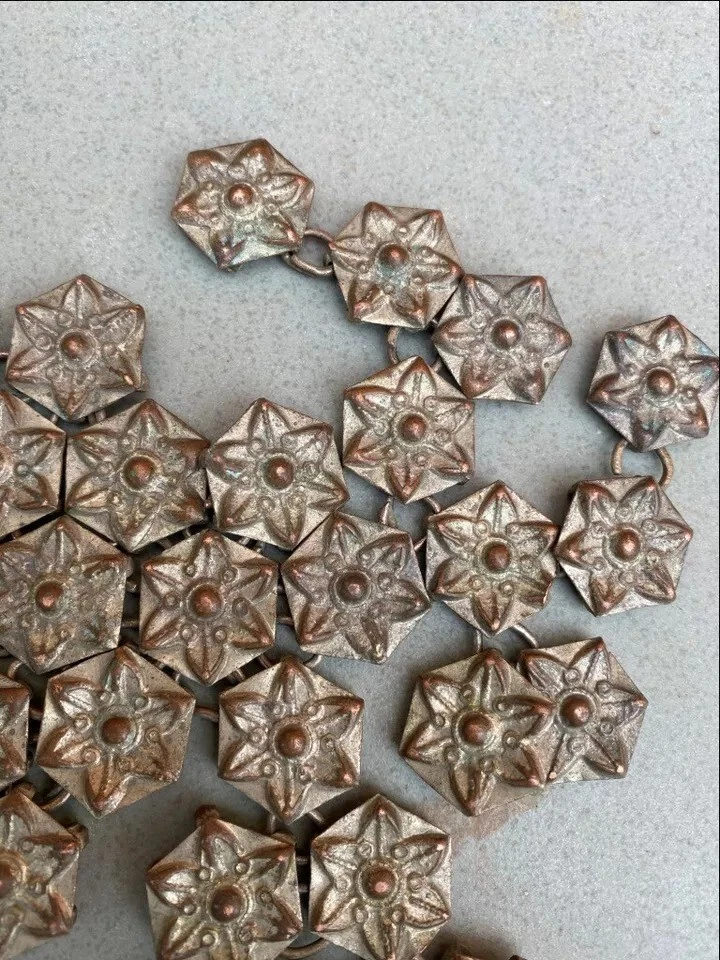 Ancient Copper Gold Ethnic Horse Traditional Jewelry Accessory Floral Panel Old - Image 3 of 4