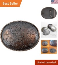 Hand-Polished Western Floral Buckle for 1-1/2" Belt Straps - Zinc Material