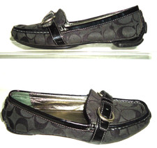 COACH Loafer Shoe Slip On Women's Jacquard Black Logo A2695 Size-6B/36