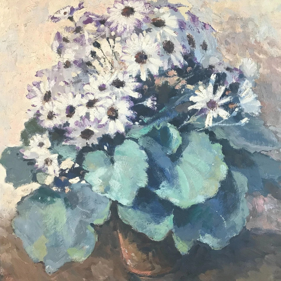 BOUQUET hsi signé Albert DANET tableau peinture vintage antique fleurs 1 - Photo 3/4