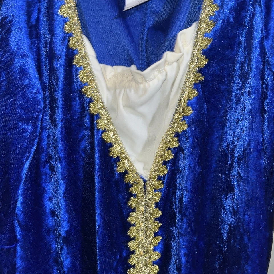 Renaissance Costume Adult Medieval Maiden Princess Queen Fancy Dress Blue , Gold - Image 3 of 4