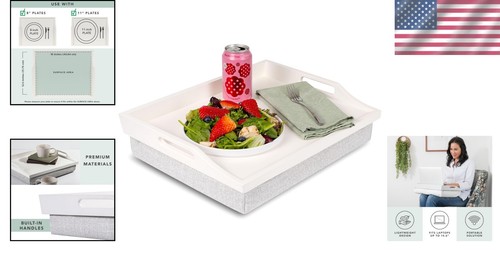 Chic Soft White Bed Tray Lap Desk with Conforming Cushion for All-Day Comfort - Afbeelding 2 van 8