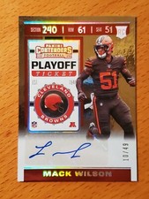 2019 Contenders Playoff Ticket #228B Mack Wilson Alabama Browns Auto #'d 10/49