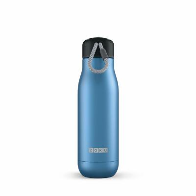ZOKU Blau 0,53l vakuum isolierte Thermo Trinkflasche aus Edelstahl hält 12h