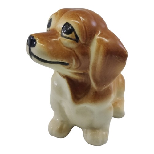 Statuina cane cucciolo Cocker Spaniel ceramica vintage occhi grandi decorazione segugio - Foto 4 di 10