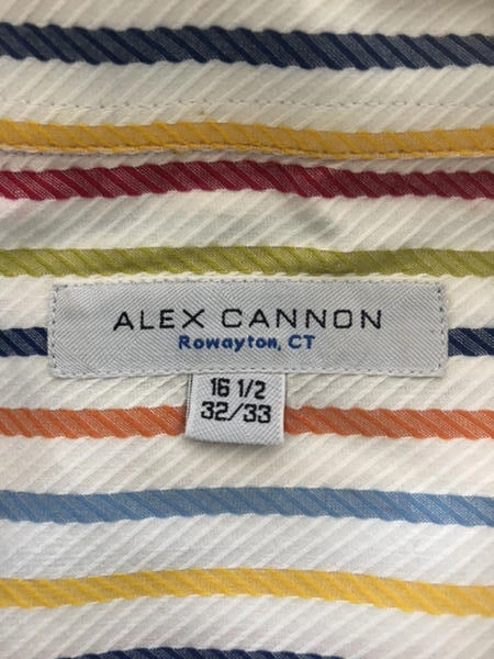 ALEX CANNON EUC Multicolor Rayas Algodón 161/2 32-33 Foto 3 de 4