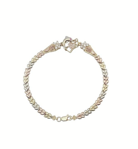 Heart Dolphin Quince Anos Sweet 15 Años 8.3" Bracelet Multi Tone Real 14K Gold - Picture 5 of 14