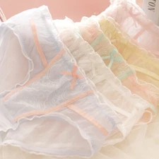 3pcs Womens Chiffon Panties Knickers Soft Hipsters Cute Korean Underwear Girls