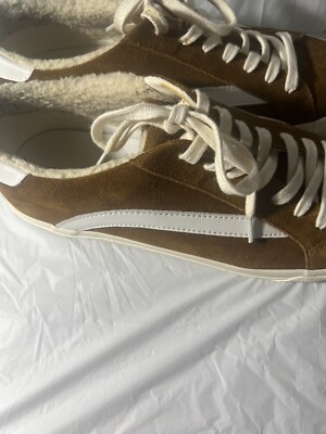 Madewell Sidewalk Low-Top Sneakers Brown Leather Suede and Sherpa Women  Size 11