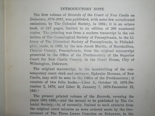 Records of the Court Of New Castle on Delaware, Vol.2, 1681-1699 ~ edición limitada. 35/500 - Imagen 6 de 10
