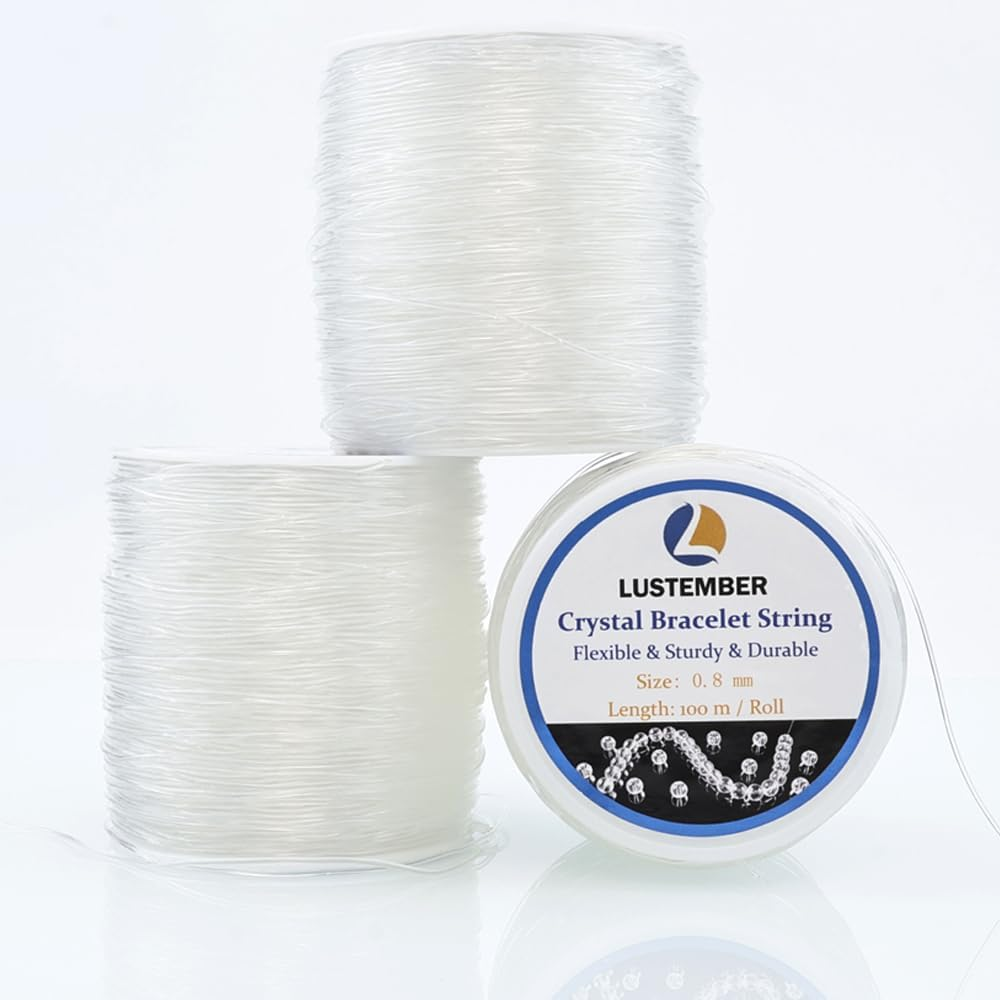 0.8mm Stretch Bracelet String - 3 Rolls Clear Durable Elastic Bead Cord
