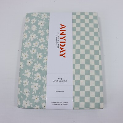 John Lewis ANYDAY Floral Duvet Cover Set Duck Egg King Bettwäsche