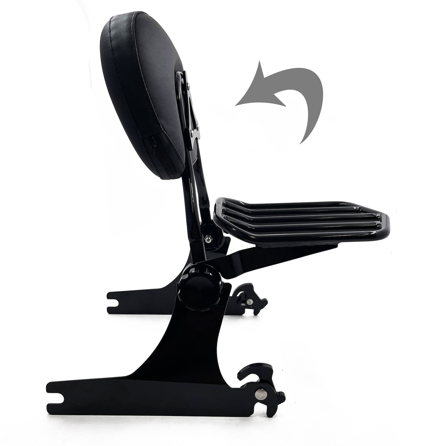 HTTMT Adjustable Sissy Bar With Luggage Rack - Fits Harley Dyna 2006 & Later Models