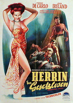 Yvonne de Carlo in HERRIN DER GESETZLOSEN Originalplakat von 1953 