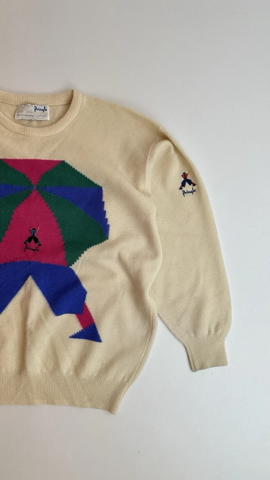 Vintage Pringle Of Scotland Faldo Size M Beige Wool Sweater - Image 4 of 4