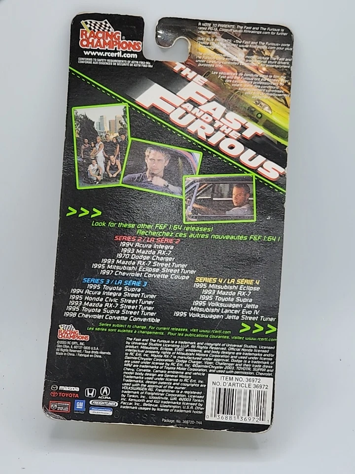 Racing Champions Rápido y Furioso Mitsubishi Lancer EVO IV Directo de Japón Foto 3 de 3