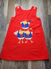 Chocolate Soup Vintage Girls Dress Applique Ducks I Love You Size 7 Red